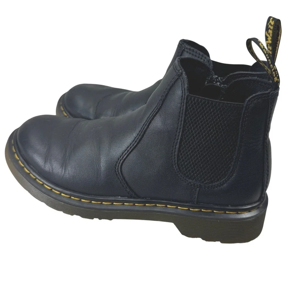 Dr. Martens 2976 J Chelsea‎ Boots Kids Size 3 Black Leather Side Zip